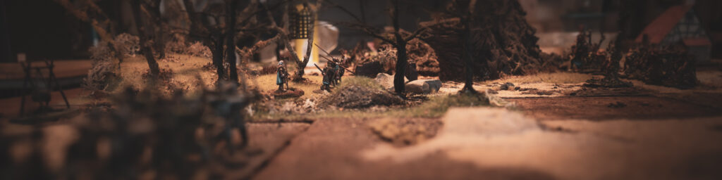 Two Warband clash in the dense forest of Hollar.